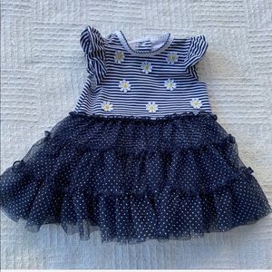 LITTLE ME blue w/daisies baby girl dress size 6M